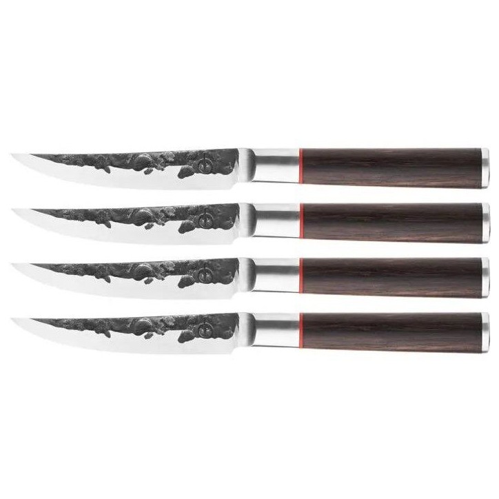 Set de 4 couteaux a steak - FORGED - SEBRA - Acier japonais 440C - Manche en bois Dalbergia