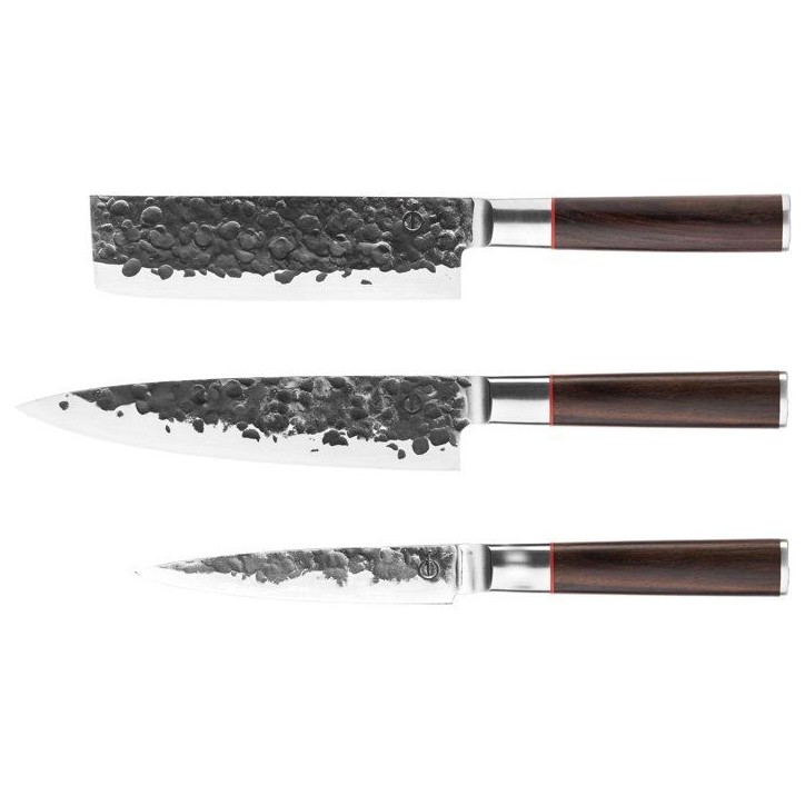 Set couteaux - FORGED - BRUTE - Acier Japonais 440c - Manche en bois Dalbergia - 3 pieces