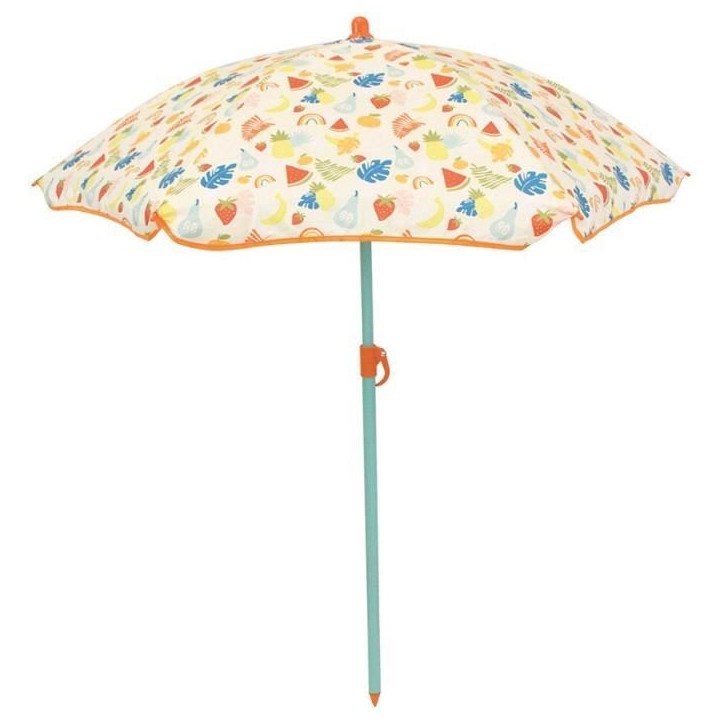 FUN HOUSE Fruity's Salon de jardin - 1 table H.46 x ø46 cm, 2 chaises H.53xl.38,5xP.37,5 cm et 1 parasol H.125 x ø100 cm