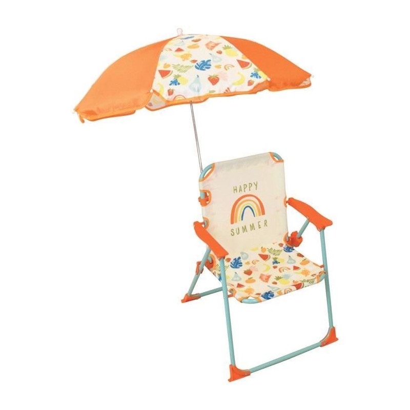 FUN HOUSE Fruity's Chaise pliante camping avec parasol - H.38.5 xl.38.