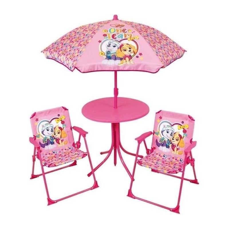 Salon de jardin FUN HOUSE PAT'PATROUILLE - 1 table 46xø46 cm, 2 chais
