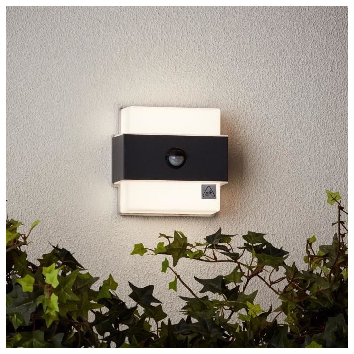 Applique murale extérieure - BRILLIANT - ARCHIE - + détecteur - Métal et plastique - Anthracite - LED intégrée - 7,5 W IP44