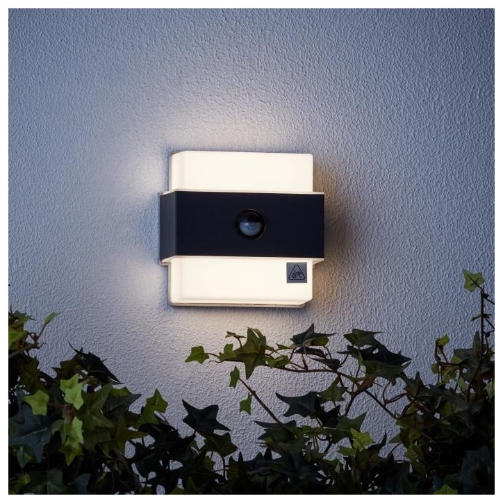 Applique murale extérieure - BRILLIANT - ARCHIE - + détecteur - Métal et plastique - Anthracite - LED intégrée - 7,5 W IP44