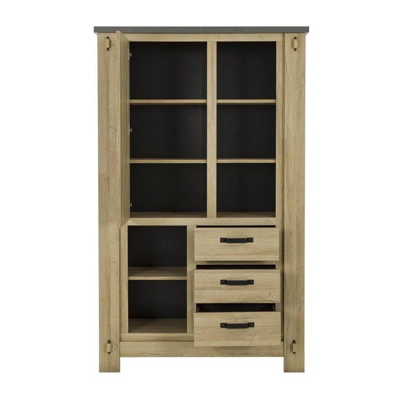Buffet Haut BROCELIANDE – Finition Chene Clair – 1 Porte + 3 Tiroi
