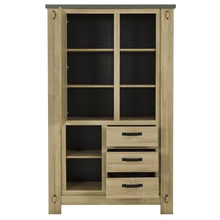 Buffet Haut BROCELIANDE – Finition Chene Clair – 1 Porte + 3 Tiroirs – 124 × 50 × 202 cm – GAMI Buffet Haut BROCELIANDE – Finition Chene Clair – 1 Porte + 3 Tiroirs – 124 × 50 × 202 cm – GAMI