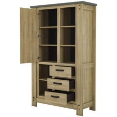 Buffet Haut BROCELIANDE – Finition Chene Clair – 1 Porte + 3 Tiroi