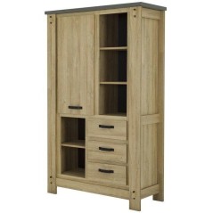 Buffet Haut BROCELIANDE – Finition Chene Clair – 1 Porte + 3 Tiroi