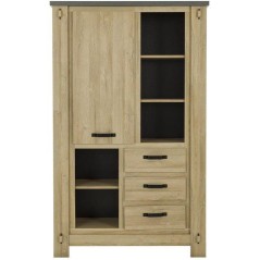 Buffet Haut BROCELIANDE – Finition Chene Clair – 1 Porte + 3 Tiroi