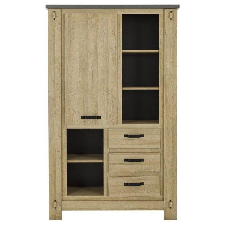 Buffet Haut BROCELIANDE – Finition Chene Clair – 1 Porte + 3 Tiroirs – 124 × 50 × 202 cm – GAMI Buffet Haut BROCELIANDE – Finition Chene Clair – 1 Porte + 3 Tiroirs – 124 × 50 × 202 cm – GAMI