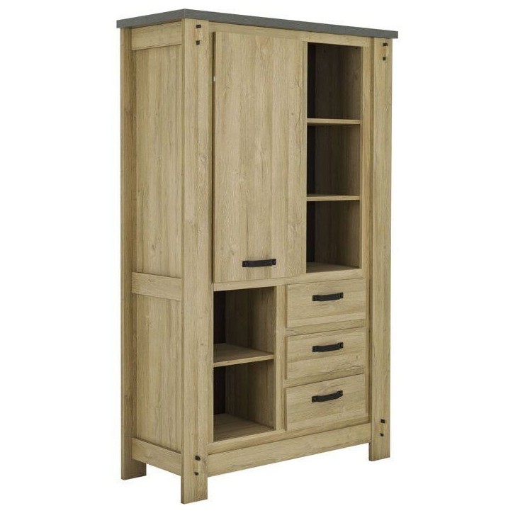 Buffet Haut BROCELIANDE – Finition Chene Clair – 1 Porte + 3 Tiroirs – 124 × 50 × 202 cm – GAMI Buffet Haut BROCELIANDE – Finition Chene Clair – 1 Porte + 3 Tiroirs – 124 × 50 × 202 cm – GAMI