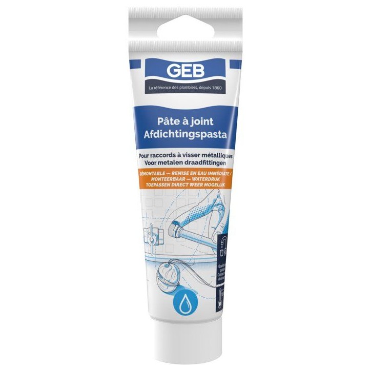 Pâte a joint - GEB - Compatible eau potable - Tube 125 ml Pâte a joint - GEB - Compatible eau potable - Tube 125 ml