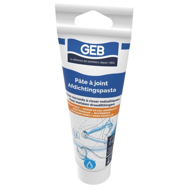 Pâte a joint - GEB - Compatible eau potable - Tube 125 ml Pâte a joint - GEB - Compatible eau potable - Tube 125 ml