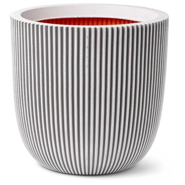 CAPI EUROPE Pot de fleurs GROOVE NL - 43x41 cm - Ivoire - Résistant aux intempéries CAPI EUROPE Pot de fleurs GROOVE NL - 43x41 cm - Ivoire - Résistant aux intempéries