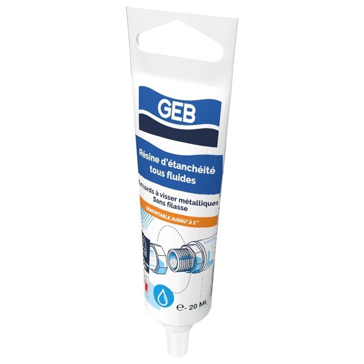 Résine d'étanchéité tous fluides - GEB - Compatible eau potable - Tube 20 ml Résine d'étanchéité tous fluides - GEB - Compatible eau potable - Tube 20 ml