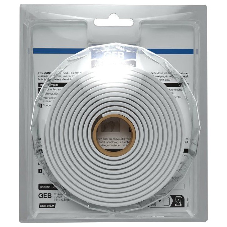 Joint pret a poser - GEB - Largeur 15 mm x 3,35 m - Blanc Joint pret a poser - GEB - Largeur 15 mm x 3,35 m - Blanc