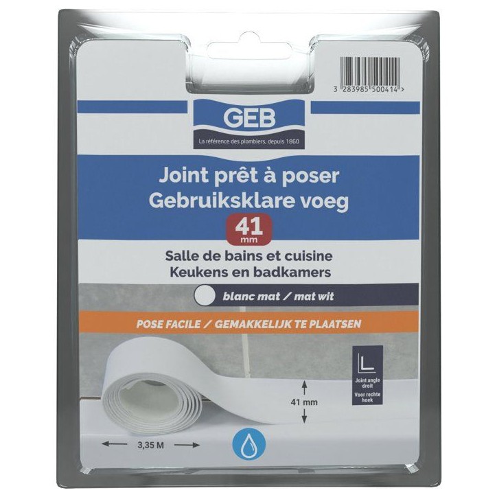 Joint pret a poser - GEB - Largeur 41 mm x 3,35 m - Blanc Joint pret a poser - GEB - Largeur 41 mm x 3,35 m - Blanc