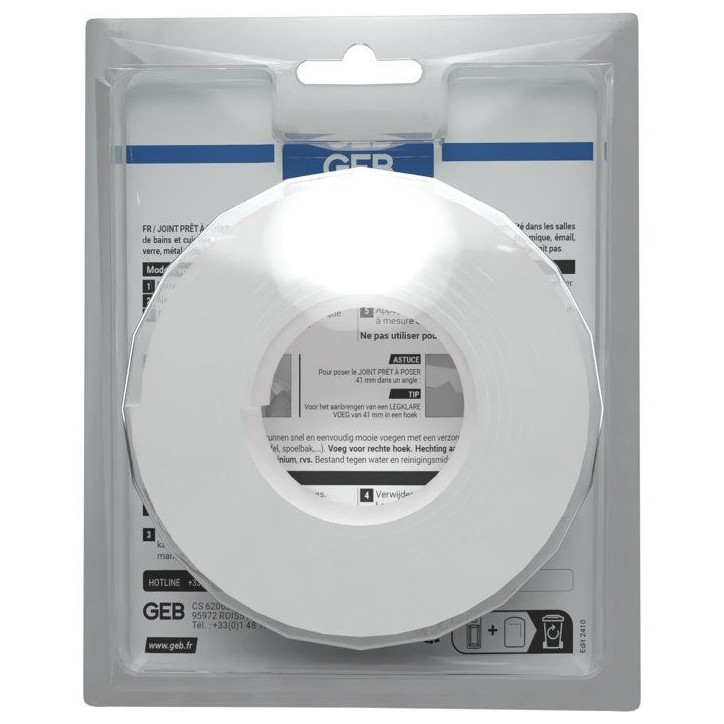 Joint pret a poser - GEB - Largeur 41 mm x 3,35 m - Blanc Joint pret a poser - GEB - Largeur 41 mm x 3,35 m - Blanc