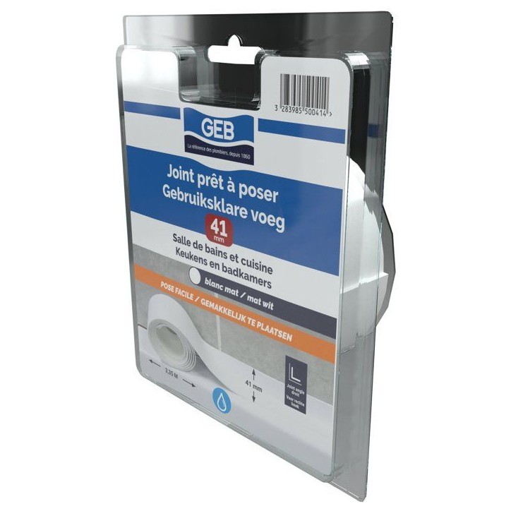 Joint pret a poser - GEB - Largeur 41 mm x 3,35 m - Blanc Joint pret a poser - GEB - Largeur 41 mm x 3,35 m - Blanc