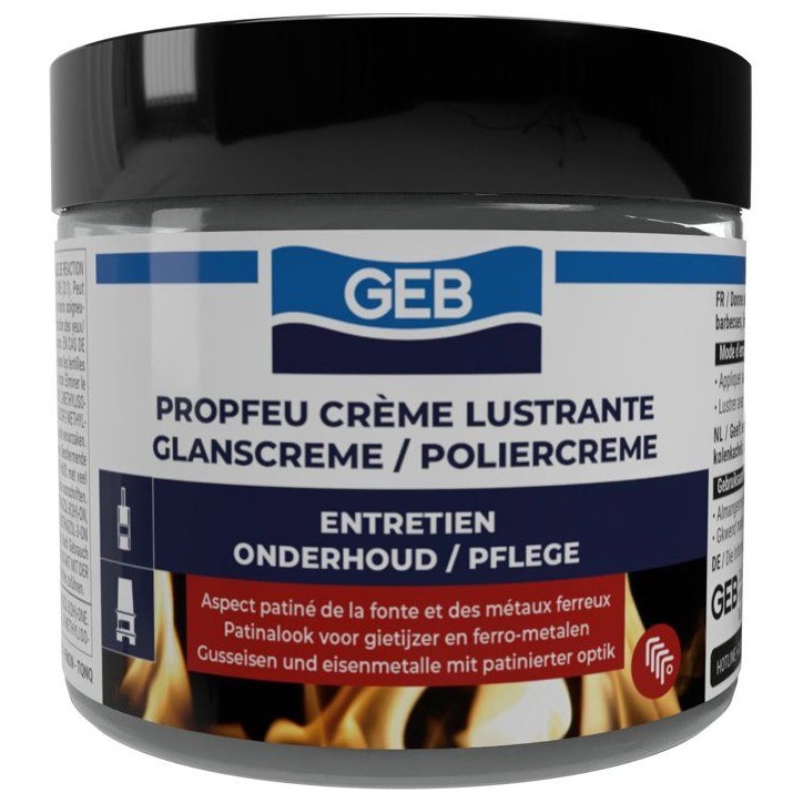 Creme lustrante Propfeu- GEB - Entretien et protege la fonte - Pot 220 ml Creme lustrante Propfeu- GEB - Entretien et protege la fonte - Pot 220 ml