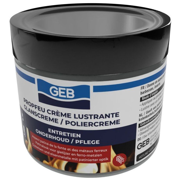 Creme lustrante Propfeu- GEB - Entretien et protege la fonte - Pot 220 ml Creme lustrante Propfeu- GEB - Entretien et protege la fonte - Pot 220 ml