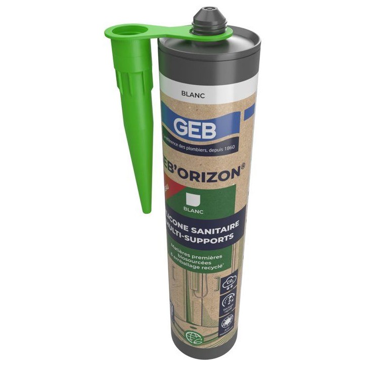 Silicone sanitaire Multi-supports - GEB'ORIZON - GEB - Blanc - 310 ml Silicone sanitaire Multi-supports - GEB'ORIZON - GEB - Blanc - 310 ml