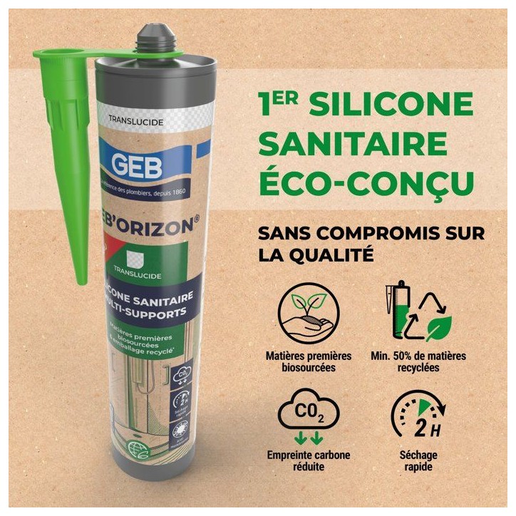 Silicone sanitaire multi-supports Geb'Orizon - GEB - Translucide - 310 ml Silicone sanitaire multi-supports Geb'Orizon - GEB - Translucide - 310 ml