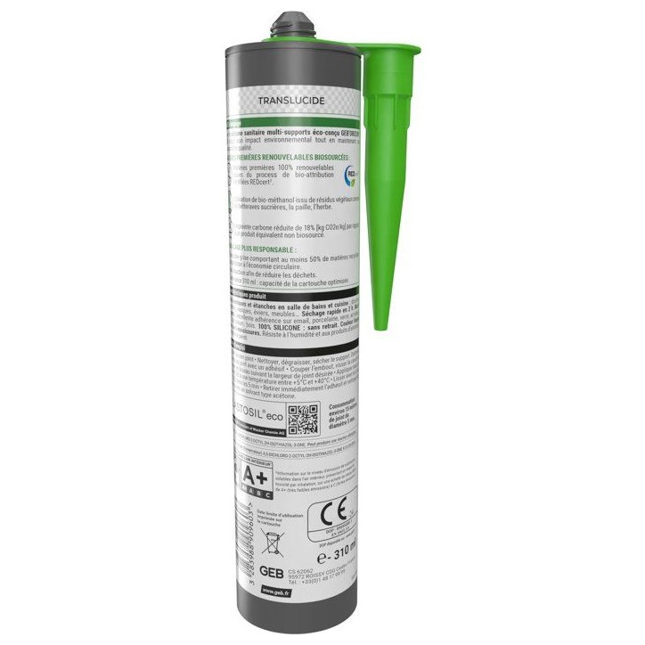 Silicone sanitaire multi-supports Geb'Orizon - GEB - Translucide - 310 ml Silicone sanitaire multi-supports Geb'Orizon - GEB - Translucide - 310 ml