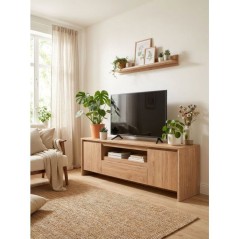 Meuble TV GENF - Chene Jackson - 2 portes, 1 tiroir et 1 niche - 163,5