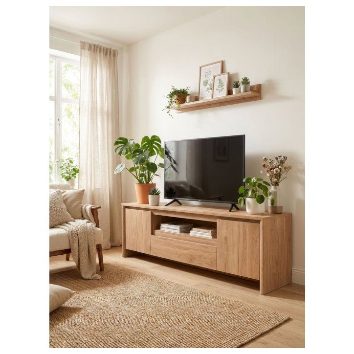 Meuble TV GENF - Chene Jackson - 2 portes, 1 tiroir et 1 niche - 163,5 x 40 x 59 cm Meuble TV GENF - Chene Jackson - 2 portes, 1 tiroir et 1 niche - 163,5 x 40 x 59 cm