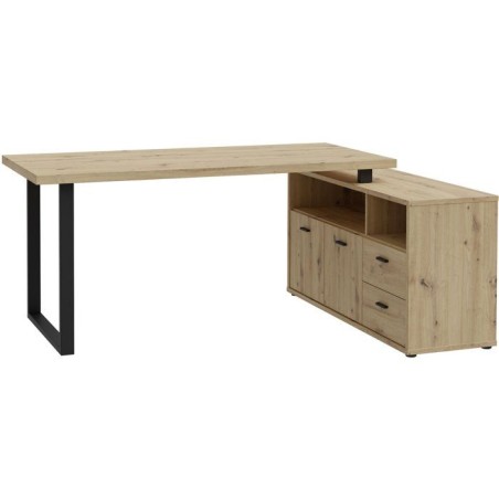 Bureau d'angle - GOLDSBORO - Chene artisan / Noir - 124,2 x 181,5 x 74
