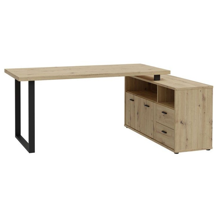 Bureau d'angle - GOLDSBORO - Chene artisan / Noir - 124,2 x 181,5 x 74,1 cm Bureau d'angle - GOLDSBORO - Chene artisan / Noir - 124,2 x 181,5 x 74,1 cm