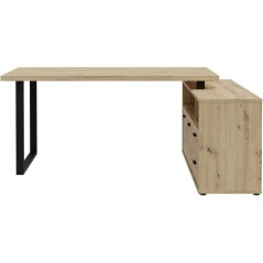 Bureau d'angle - GOLDSBORO - Chene artisan / Noir - 124,2 x 181,5 x 74