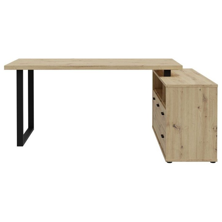 Bureau d'angle - GOLDSBORO - Chene artisan / Noir - 124,2 x 181,5 x 74,1 cm Bureau d'angle - GOLDSBORO - Chene artisan / Noir - 124,2 x 181,5 x 74,1 cm