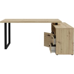 Bureau d'angle - GOLDSBORO - Chene artisan / Noir - 124,2 x 181,5 x 74