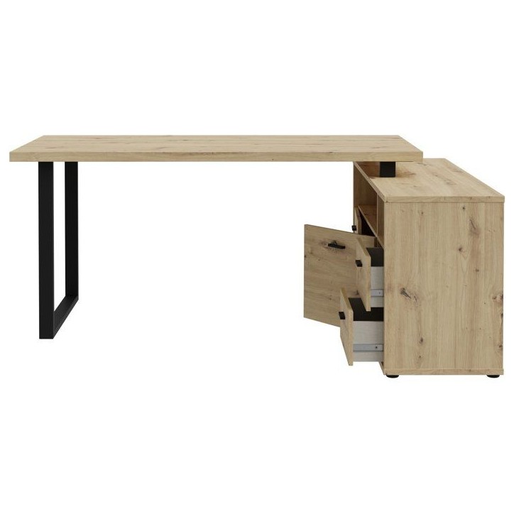 Bureau d'angle - GOLDSBORO - Chene artisan / Noir - 124,2 x 181,5 x 74,1 cm Bureau d'angle - GOLDSBORO - Chene artisan / Noir - 124,2 x 181,5 x 74,1 cm