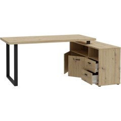 Bureau d'angle - GOLDSBORO - Chene artisan / Noir - 124,2 x 181,5 x 74