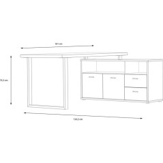 Bureau d'angle - GOLDSBORO - Chene artisan / Noir - 124,2 x 181,5 x 74