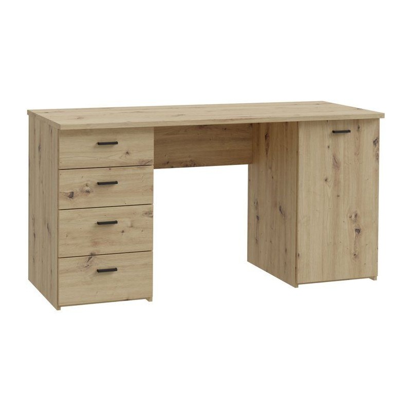 Bureau droit - GOLDSBORO - Chene artisan / Noir - 145,2 x 60 x 75,3 cm