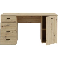 Bureau droit - GOLDSBORO - Chene artisan / Noir - 145,2 x 60 x 75,3 cm