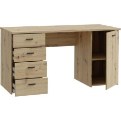 Bureau droit - GOLDSBORO - Chene artisan / Noir - 145,2 x 60 x 75,3 cm