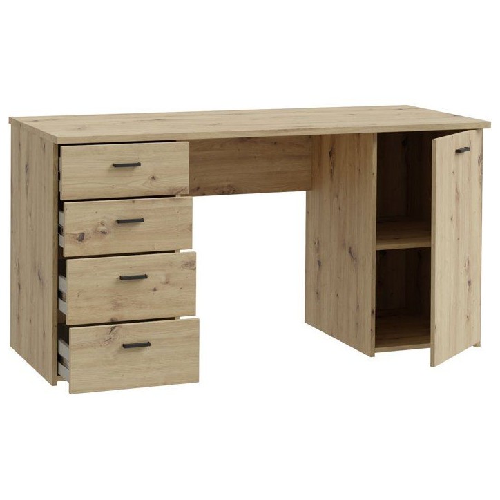 Bureau droit - GOLDSBORO - Chene artisan / Noir - 145,2 x 60 x 75,3 cm Bureau droit - GOLDSBORO - Chene artisan / Noir - 145,2 x 60 x 75,3 cm