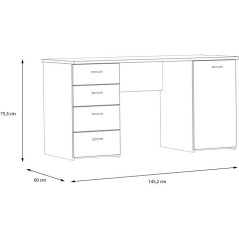 Bureau droit - GOLDSBORO - Chene artisan / Noir - 145,2 x 60 x 75,3 cm