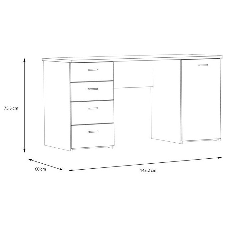 Bureau droit - GOLDSBORO - Chene artisan / Noir - 145,2 x 60 x 75,3 cm Bureau droit - GOLDSBORO - Chene artisan / Noir - 145,2 x 60 x 75,3 cm