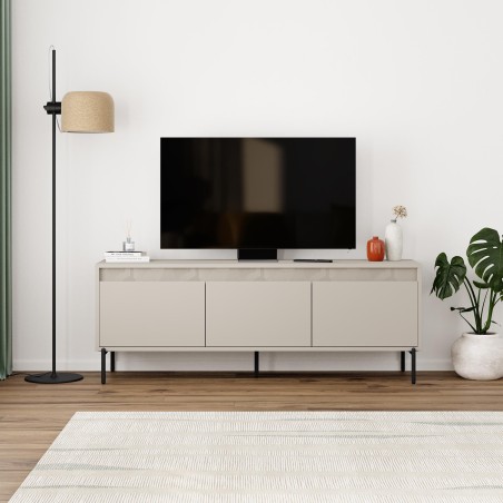 Meuble TV GRETA – Creme – 3 portes – 150 x 35 x 55 cm
