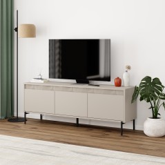 Meuble TV GRETA – Creme – 3 portes – 150 x 35 x 55 cm