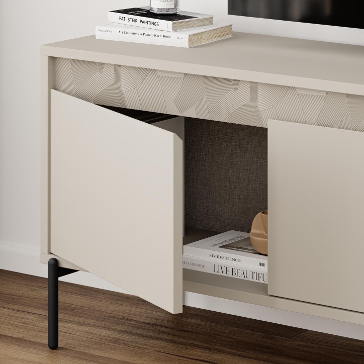 Meuble TV GRETA – Creme – 3 portes – 150 x 35 x 55 cm