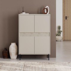 Buffet haut GRETA – Creme – 4 portes – 85 x 40 x 123 cm