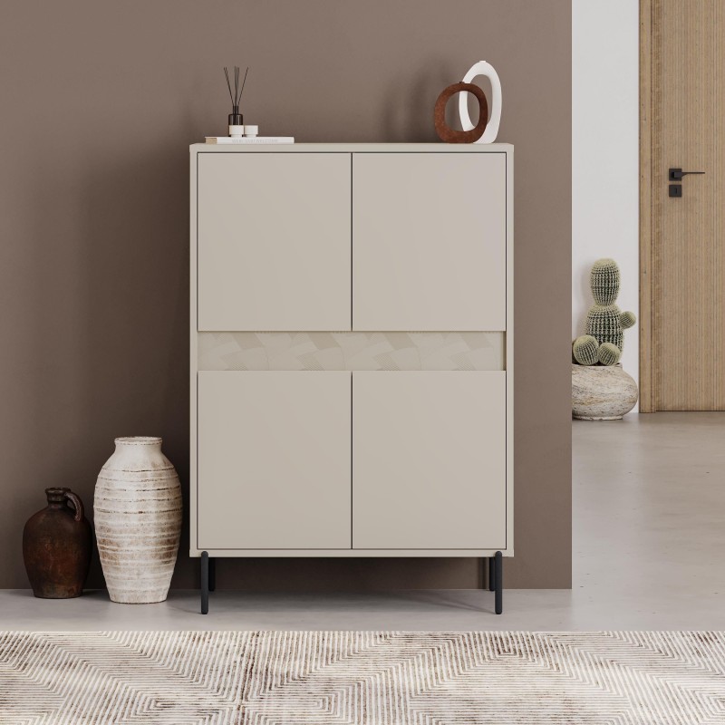Buffet haut GRETA – Creme – 4 portes – 85 x 40 x 123 cm