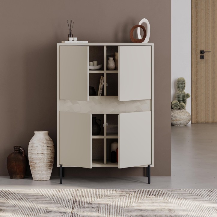 Buffet haut GRETA – Creme – 4 portes – 85 x 40 x 123 cm Buffet haut GRETA – Creme – 4 portes – 85 x 40 x 123 cm