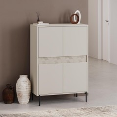 Buffet haut GRETA – Creme – 4 portes – 85 x 40 x 123 cm